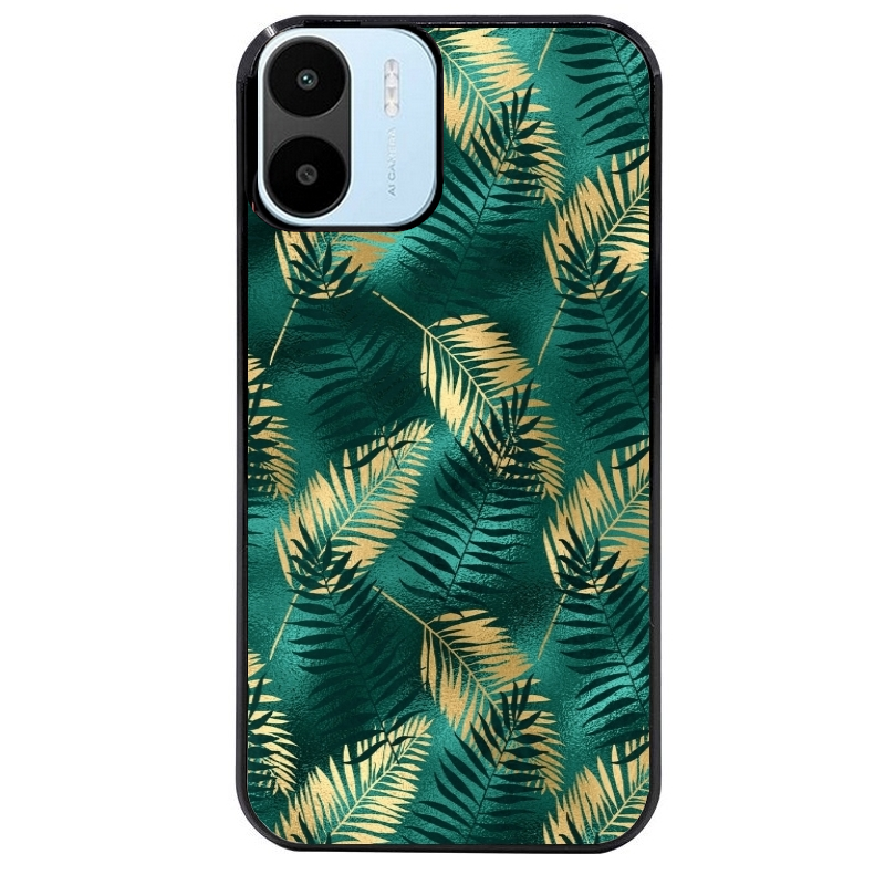 Coque noire taperso pour Redmi A1 et A2 avec motif palmier vert protection antichoc personnalisée