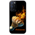 Coque noire taperso pour OPPO A72 4G avec motif badminton flamme personnalise protection antichoc personnalisée