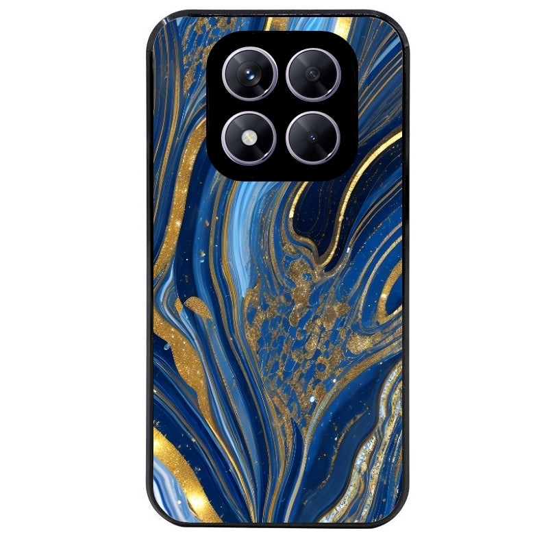 Coque noire taperso pour Redmi Note 14 et PRO PLUS 4G 5G avec motif marbre bleu agathe protection antichoc personnalisée