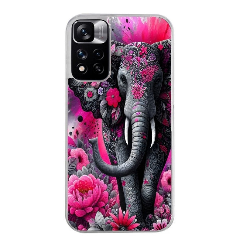 Coque taperso pour Redmi Note 12 4G 5G PRO 4G avec motif elephant et fleurs protection antichoc personnalisée
