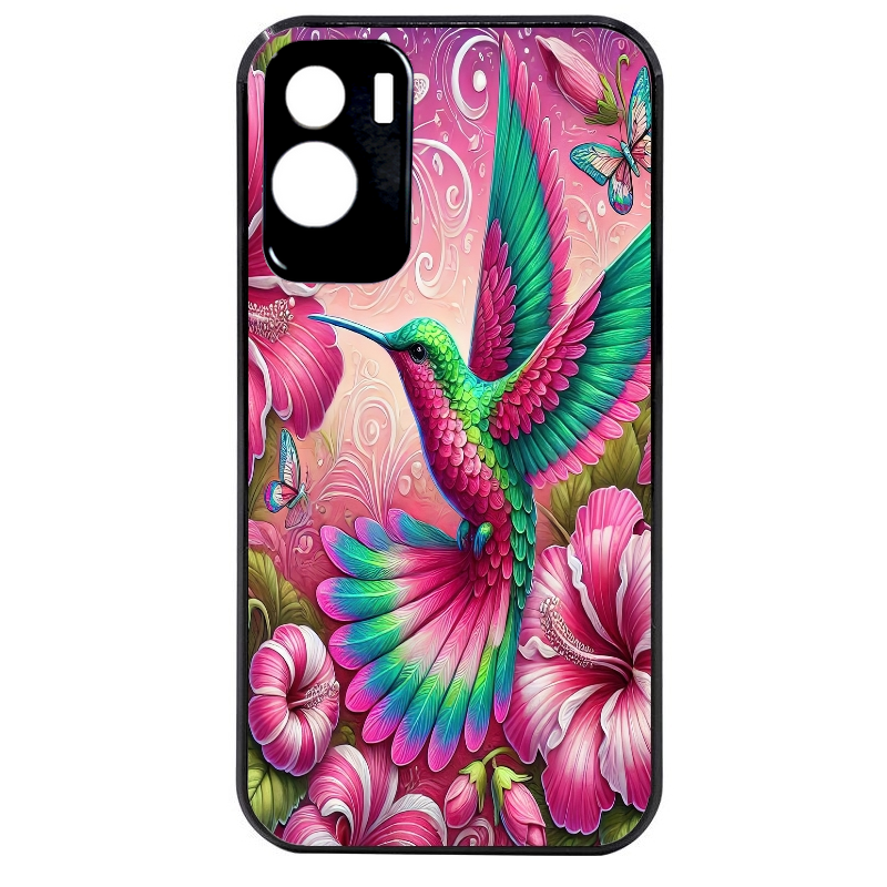 Coque noire taperso pour Honor 70 LITE 90 et LITE avec motif colibri et fleurs protection antichoc personnalisée