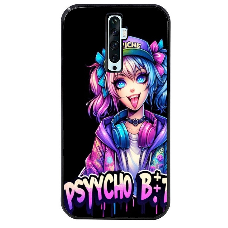 Coque noire taperso pour OPPO Reno 2 et 2Z avec motif anime manga et psycho protection antichoc personnalisée