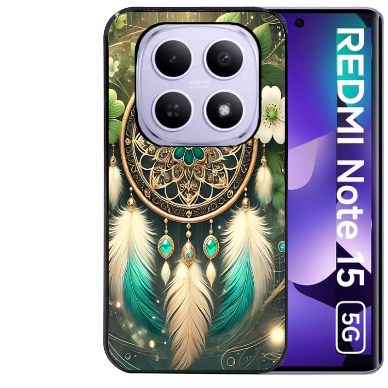 Coque noire taperso pour Redmi Note 15 et PRO PLUS 4G 5G avec motif dreamcatcher talisman protection antichoc personnalisée