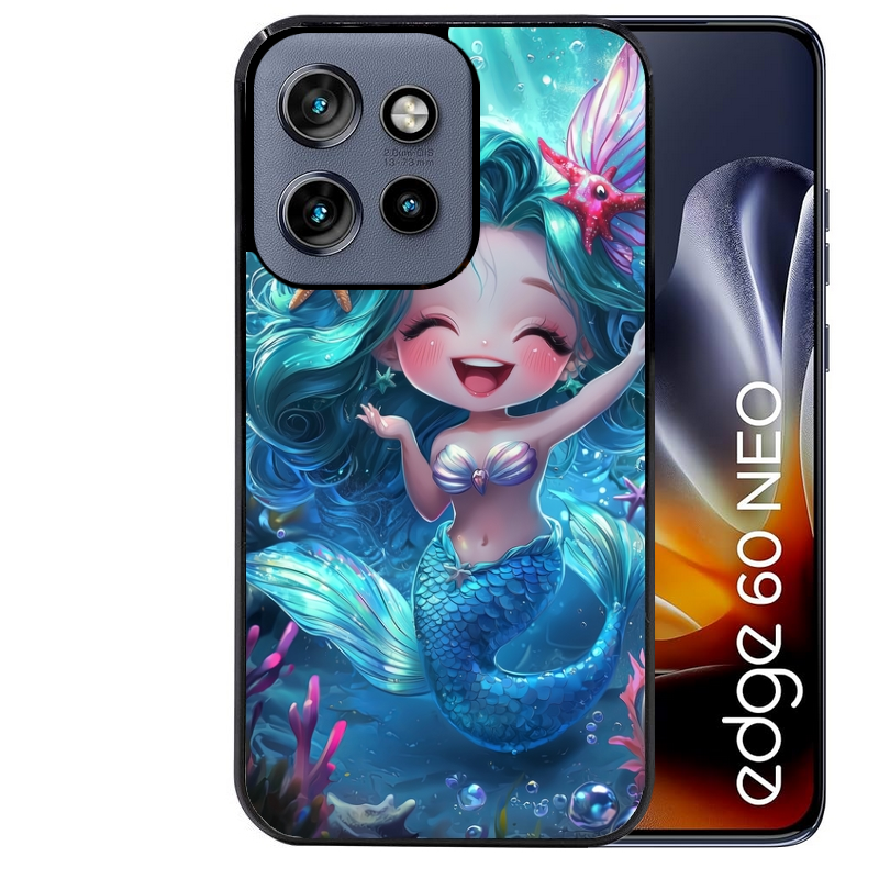 Coque noire taperso pour Moto Edge 60 et Neo Fusion Pro avec motif sirene style anime protection antichoc personnalisée