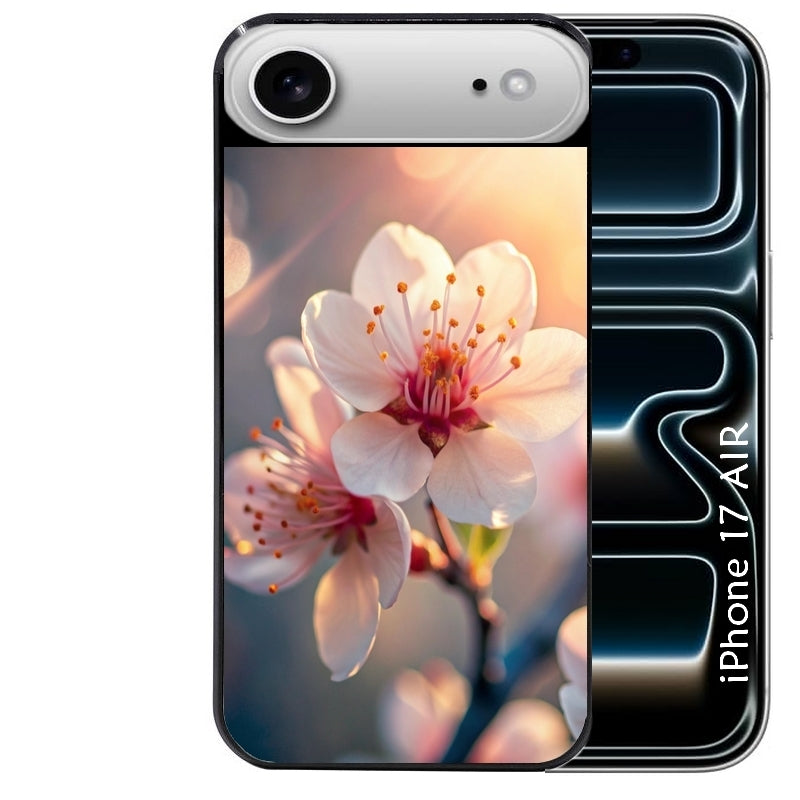 Coque noire taperso pour Iphone 17 17E AIR MAX PRO avec motif fleur de cerisier protection antichoc personnalisée