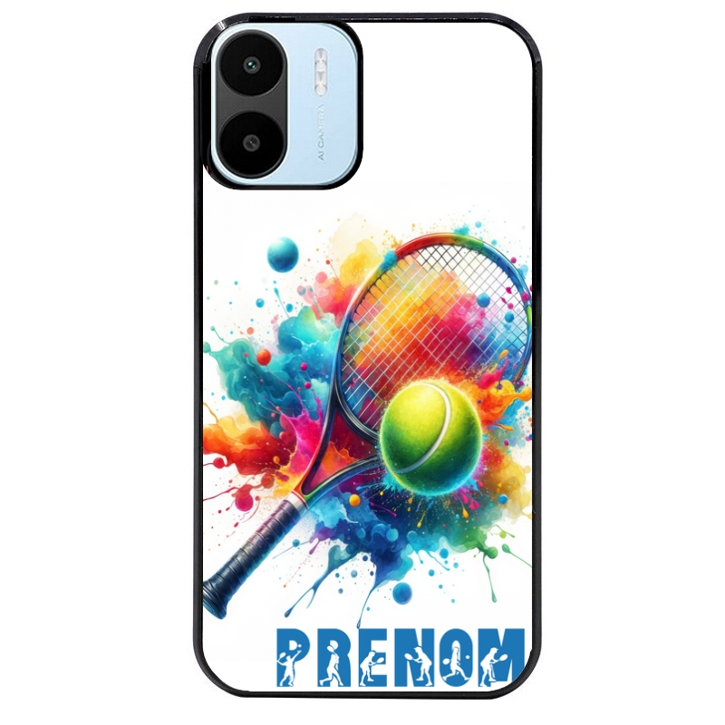 Coque noire taperso pour Redmi A1 et A2 avec motif tennis raquette personnalisee protection antichoc personnalisée