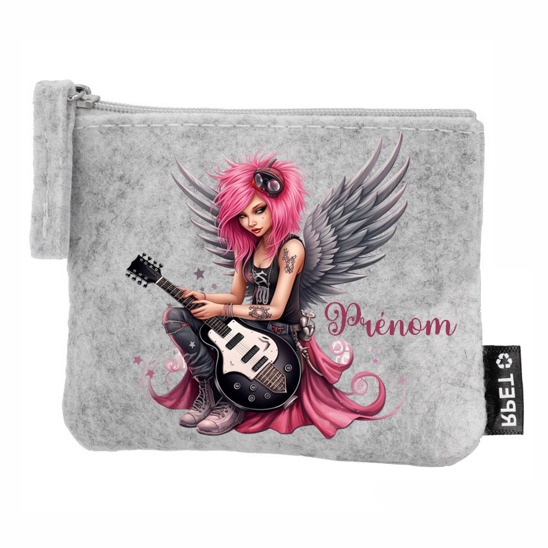 Porte monnaie personnalisé fee rock en feutrine en feutrine