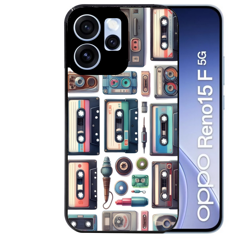 Coque noire taperso pour OPPO Reno 15 et F FS 5G avec motif cassette multi protection antichoc personnalisée