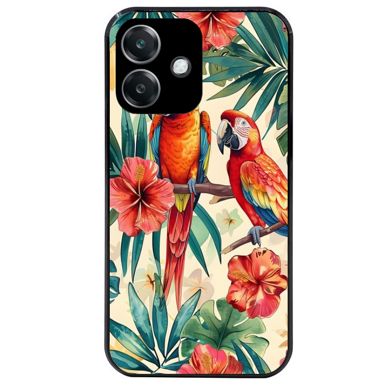 Coque noire taperso pour OPPO A40 avec motif perroquet et fleurs protection antichoc personnalisée