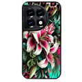 Coque noire taperso pour OnePlus 11 et 12 avec motif leopard hibiscus protection antichoc personnalisée