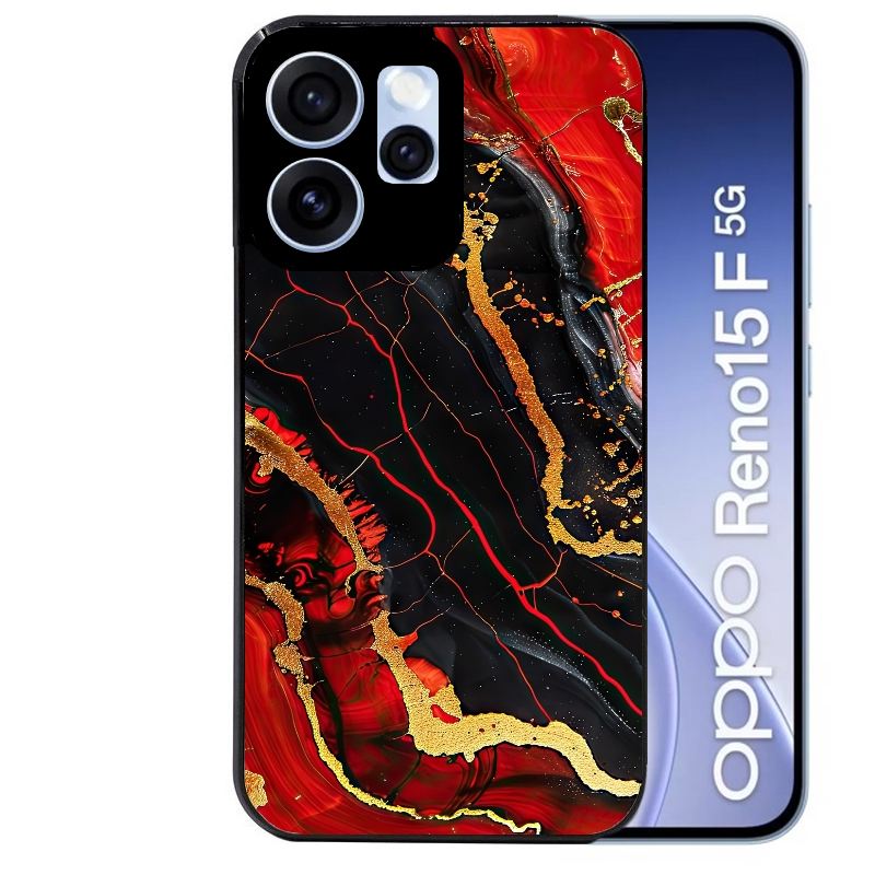 Coque noire taperso pour OPPO Reno 15 et F FS 5G avec motif marbre rouge protection antichoc personnalisée