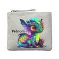 Porte monnaie personnalisé dragon fluo ivoire en feutrine en feutrine ivoire