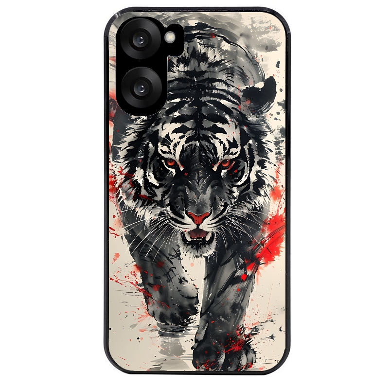 Coque noire taperso pour OnePlus Nord CE5 avec motif tigre japan protection antichoc personnalisée