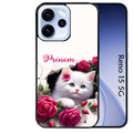 Coque noire taperso pour OPPO Reno 15 et F FS 5G avec motif chat fleurs personnalisee protection antichoc personnalisée
