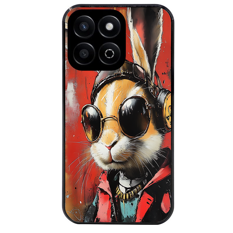 Coque noire taperso pour Honor X6 4G avec motif lapin tag protection antichoc personnalisée