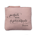 Porte monnaie personnalisé motif parfaite defauts rose clair en feutrine en feutrine
