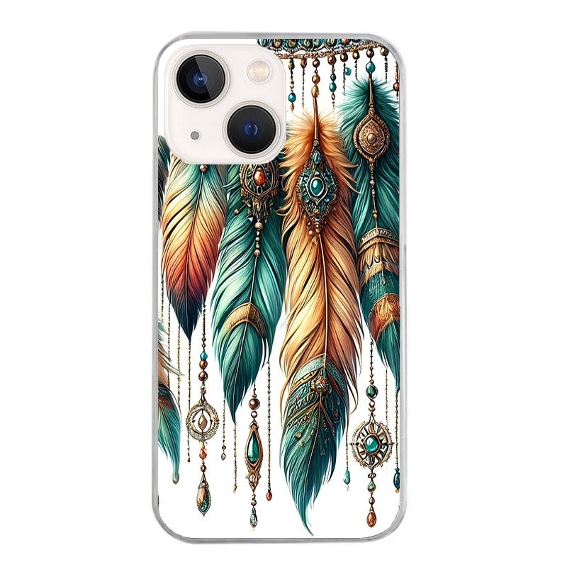 Coque taperso pour Iphone 14 et PRO PLUS PRO MAX avec motif plumes et bijoux protection antichoc personnalisée