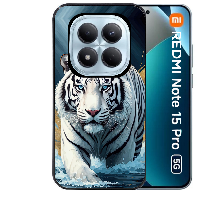 Coque noire taperso pour Redmi Note 15 et PRO PLUS 4G 5G avec motif tigre polaire protection antichoc personnalisée