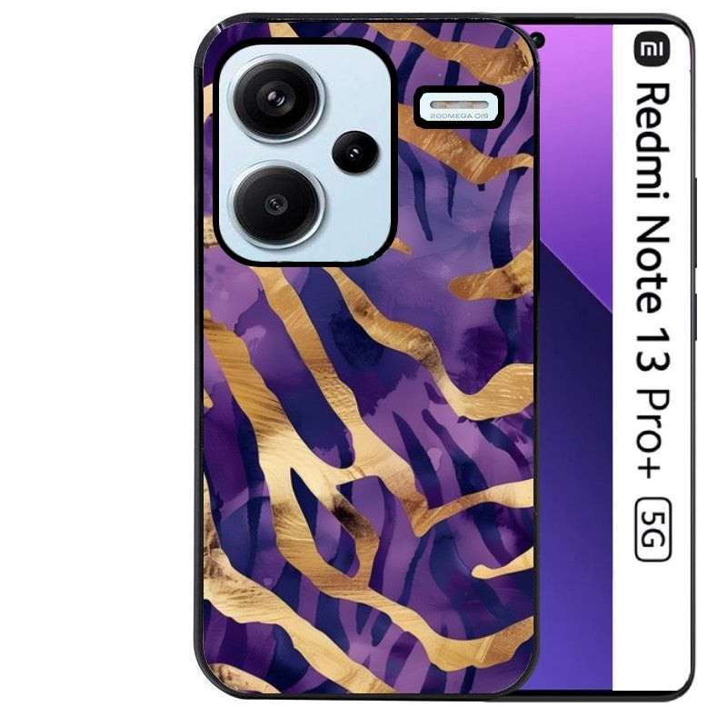 Coque noire taperso pour Redmi Note 13 PRO PLUS 5G avec motif zebre violet protection antichoc personnalisée
