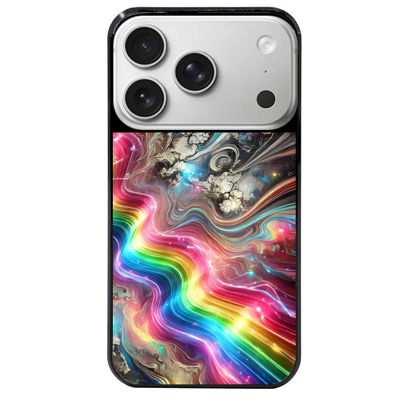 Coque noire taperso pour Iphone 17 17E AIR MAX PRO avec motif marbre arc en ciel protection antichoc personnalisée
