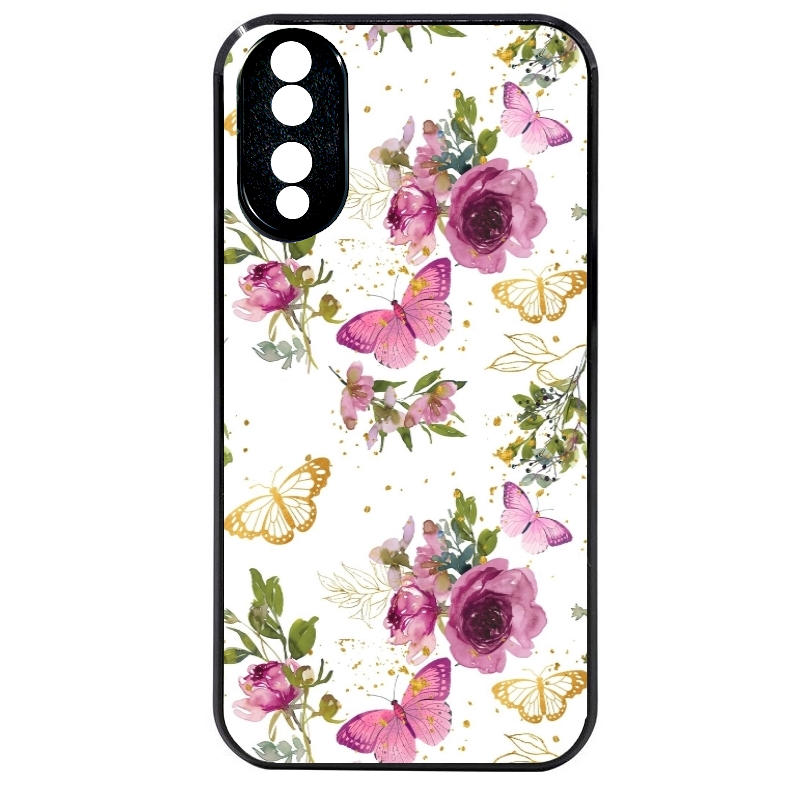 Coque noire taperso pour Honor 70 LITE 90 et LITE avec motif fleur et papillon protection antichoc personnalisée