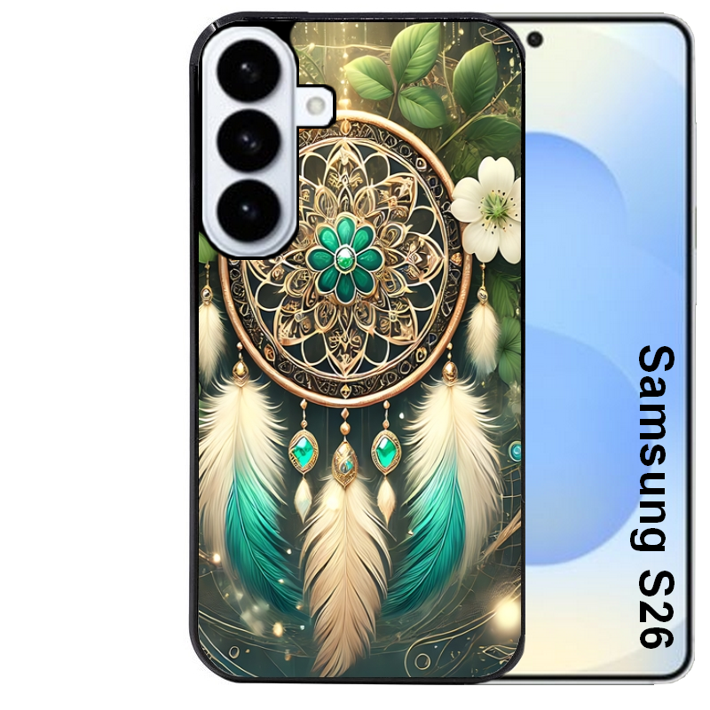 Coque noire taperso pour galaxy S26 et PLUS ULTRA FE avec motif dreamcatcher talisman protection antichoc personnalisée