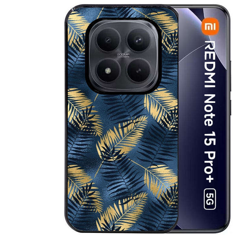 Coque noire taperso pour Redmi Note 15 et PRO PLUS 4G 5G avec motif palmier bleu protection antichoc personnalisée