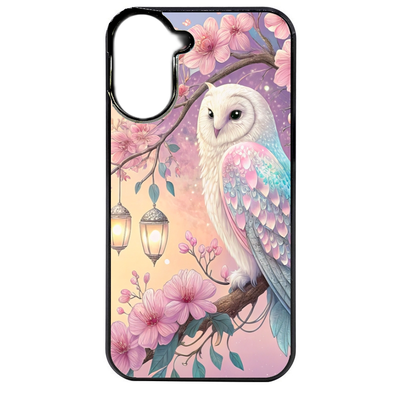 Coque noire taperso pour Redmi A5 4G avec motif chouette cerisier protection antichoc personnalisée