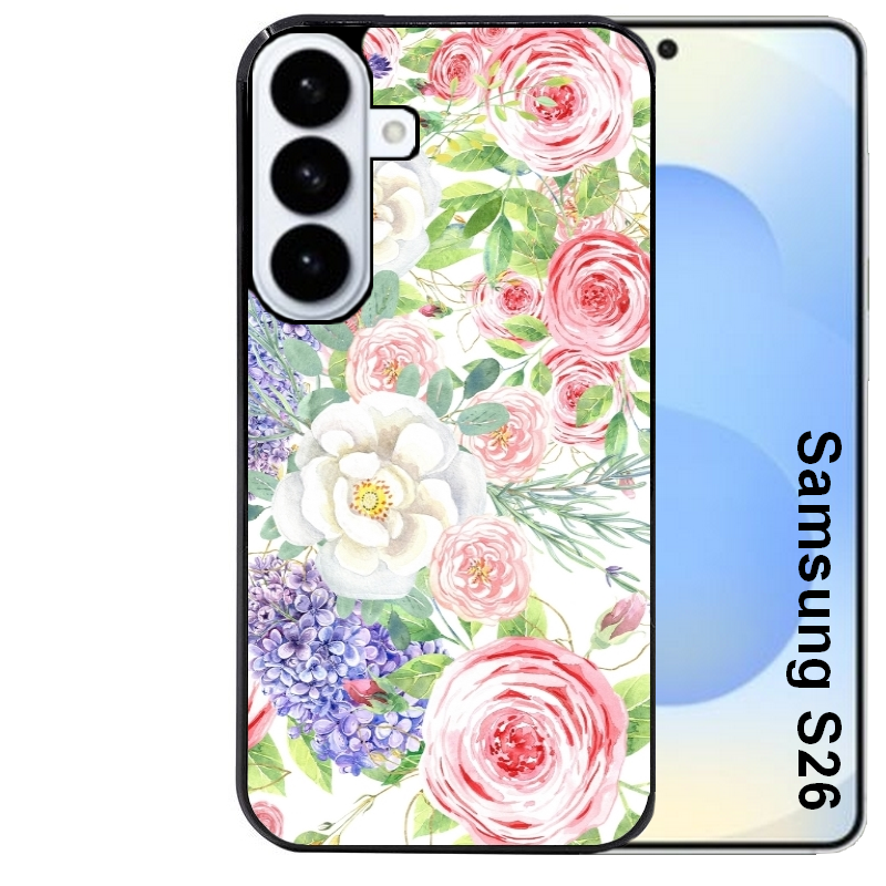 Coque noire taperso pour galaxy S26 et PLUS ULTRA FE avec motif fleur couleur pastel protection antichoc personnalisée
