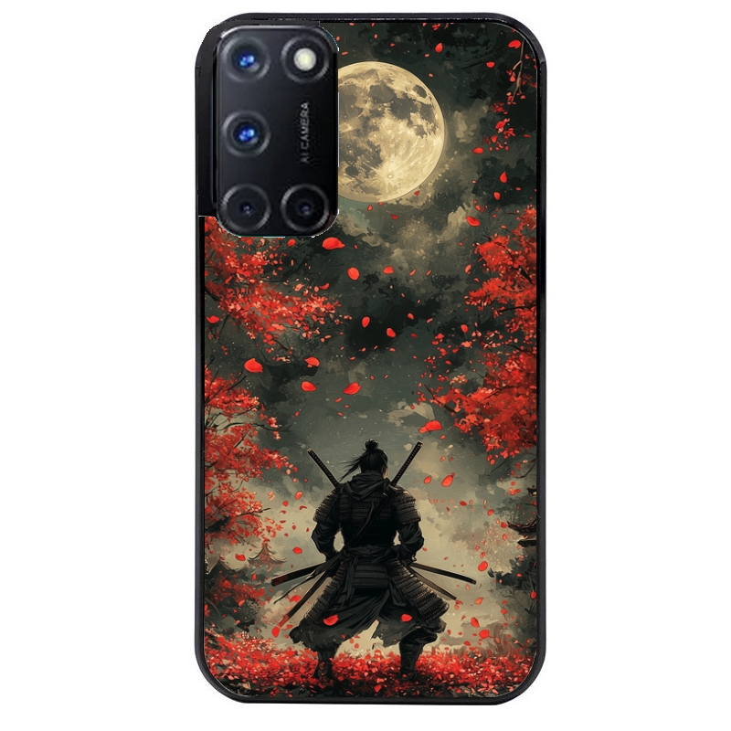 Coque noire taperso pour OPPO A72 4G avec motif samourai et katana protection antichoc personnalisée