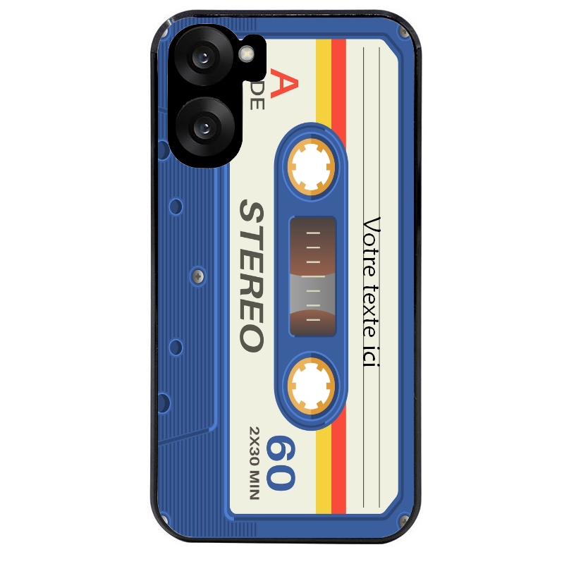Coque noire taperso pour OnePlus Nord CE5 personnalisable avec motif cassette bleu protection antichoc personnalisée