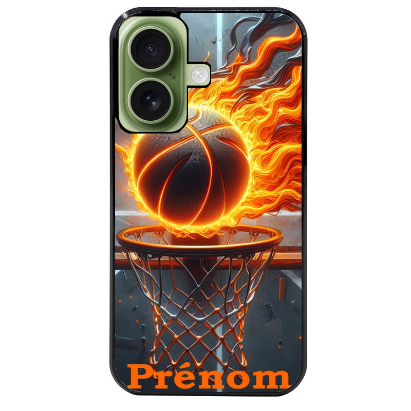 Coque noire taperso pour Iphone 17 17E AIR MAX PRO avec motif basket flamme personnalisee protection antichoc personnalisée