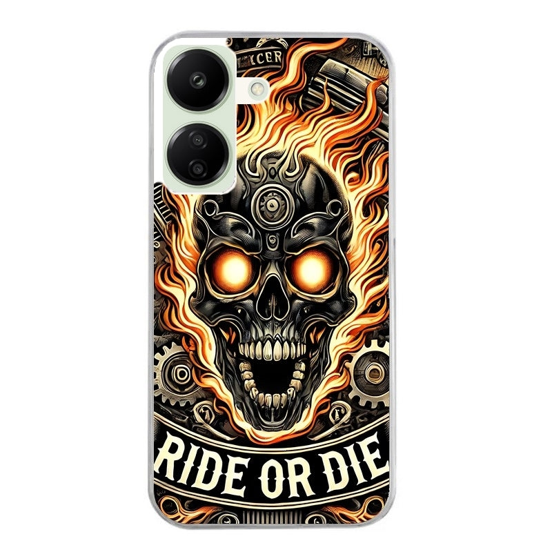 Coque taperso pour POCO C65 4G avec motif tete de mort flamme protection antichoc personnalisée