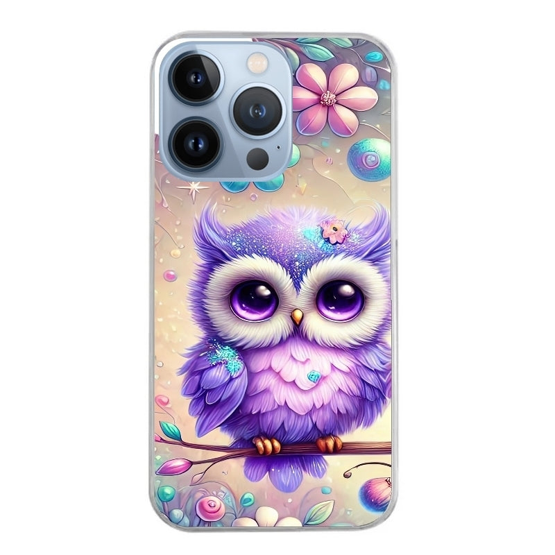 Coque taperso pour Iphone 11 et PRO PRO MAX avec motif chouette violette protection antichoc personnalisée