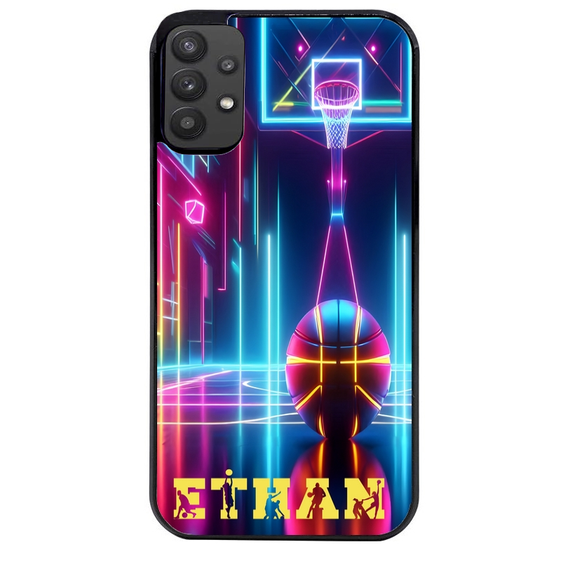Coque noire taperso pour galaxy A22 A32 A52 A52S 4G 5G  avec motif basket electro personnalisee protection antichoc personnalisée