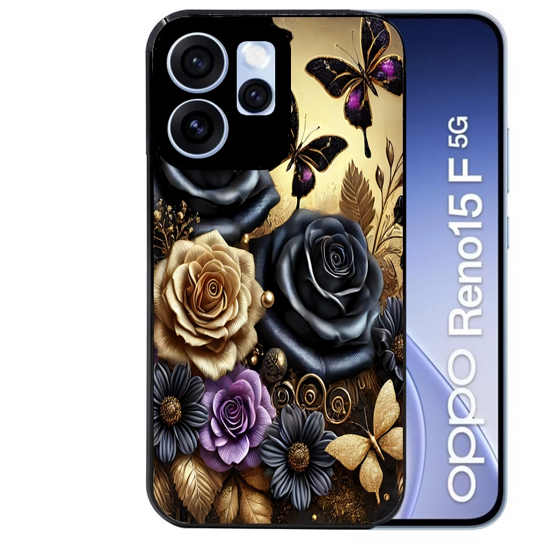 Coque noire taperso pour OPPO Reno 15 et F FS 5G avec motif papillon gothic protection antichoc personnalisée