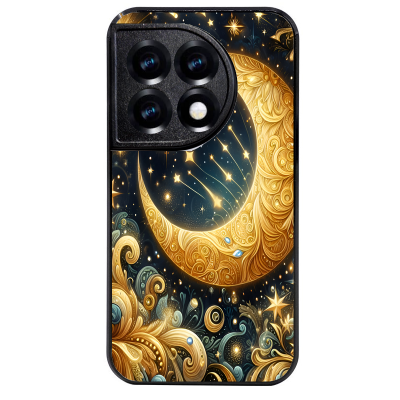 Coque noire taperso pour OnePlus 11 et 12 avec motif lune astre protection antichoc personnalisée