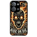 Coque noire taperso pour POCO C85 avec motif tete de mort flamme protection antichoc personnalisée