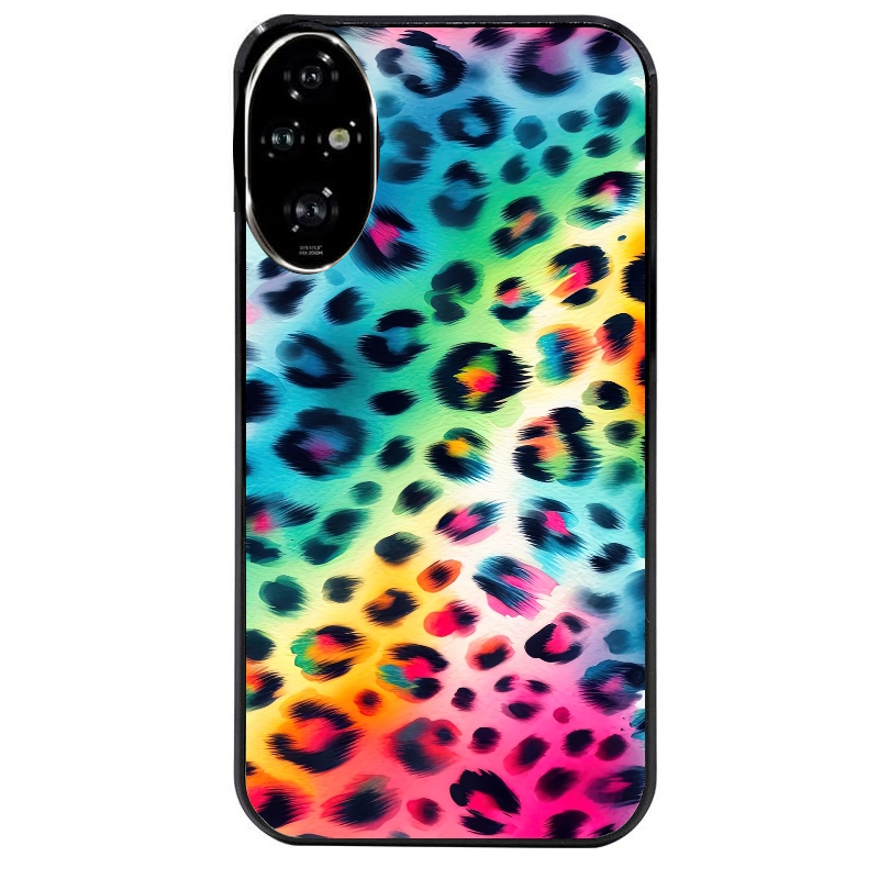 Coque noire taperso pour Honor 200 et Lite Pro Smart avec motif leopard arc protection antichoc personnalisée