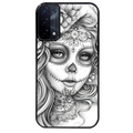 Coque noire taperso pour OPPO A54 et A74 5G avec motif mort calavera tatoo protection antichoc personnalisée