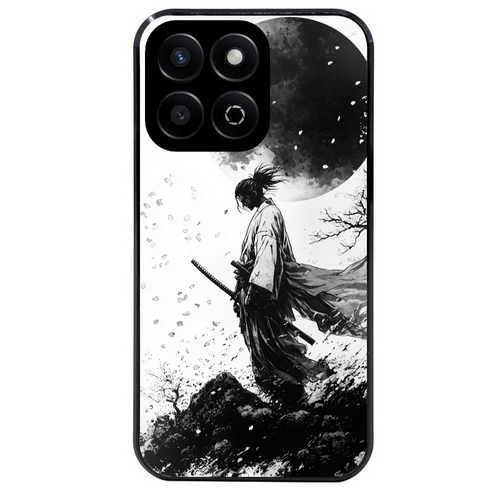 Coque noire taperso pour Honor X8 5G avec motif samourai et lune protection antichoc personnalisée