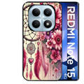 Coque noire taperso pour Redmi Note 15 et PRO PLUS 4G 5G avec motif dreamcatcher et coeur protection antichoc personnalisée