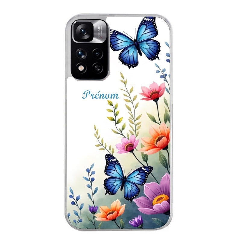 Coque taperso pour Redmi Note 10 4G 5G PRO 10S avec motif papillon prenom personnalisee protection antichoc personnalisée