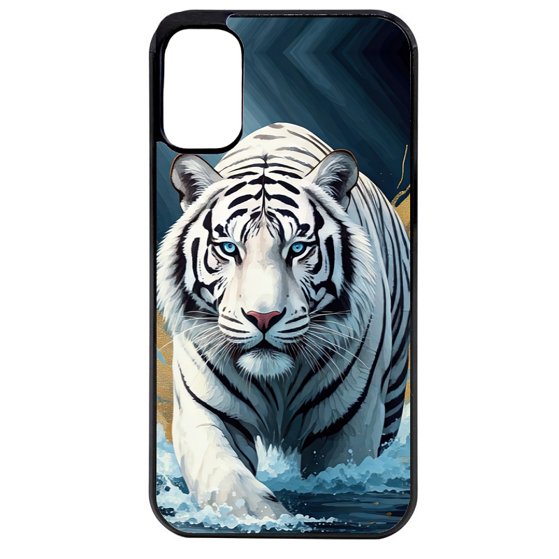 Coque noire taperso pour Moto E13 E14 E15 avec motif tigre polaire protection antichoc personnalisée