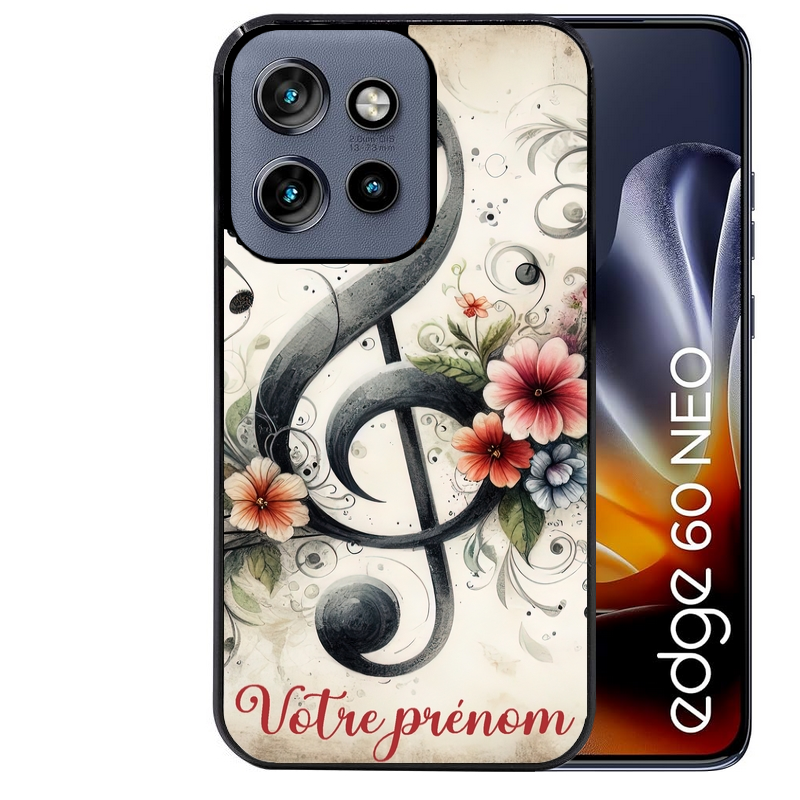Coque noire taperso pour Moto Edge 60 et Neo Fusion Pro avec motif musique cle sol personnalisee protection antichoc personnalisée
