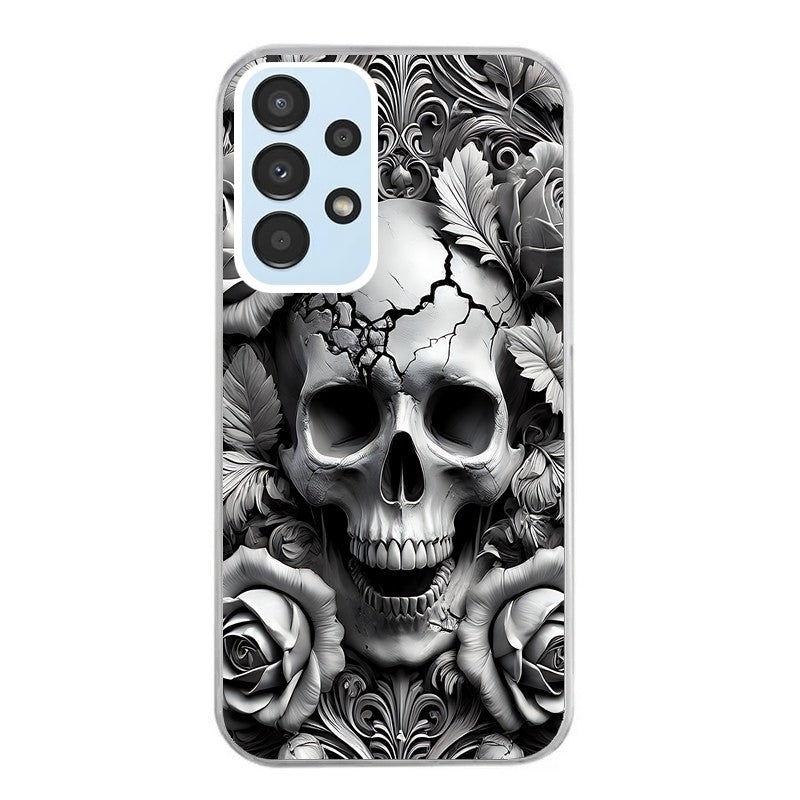 Coque taperso pour Galaxy A13 4G et 5G A23 A53 avec motif tete de mort fleur protection antichoc personnalisée