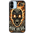 Coque noire taperso pour Redmi A1 et A2 avec motif tete de mort flamme protection antichoc personnalisée