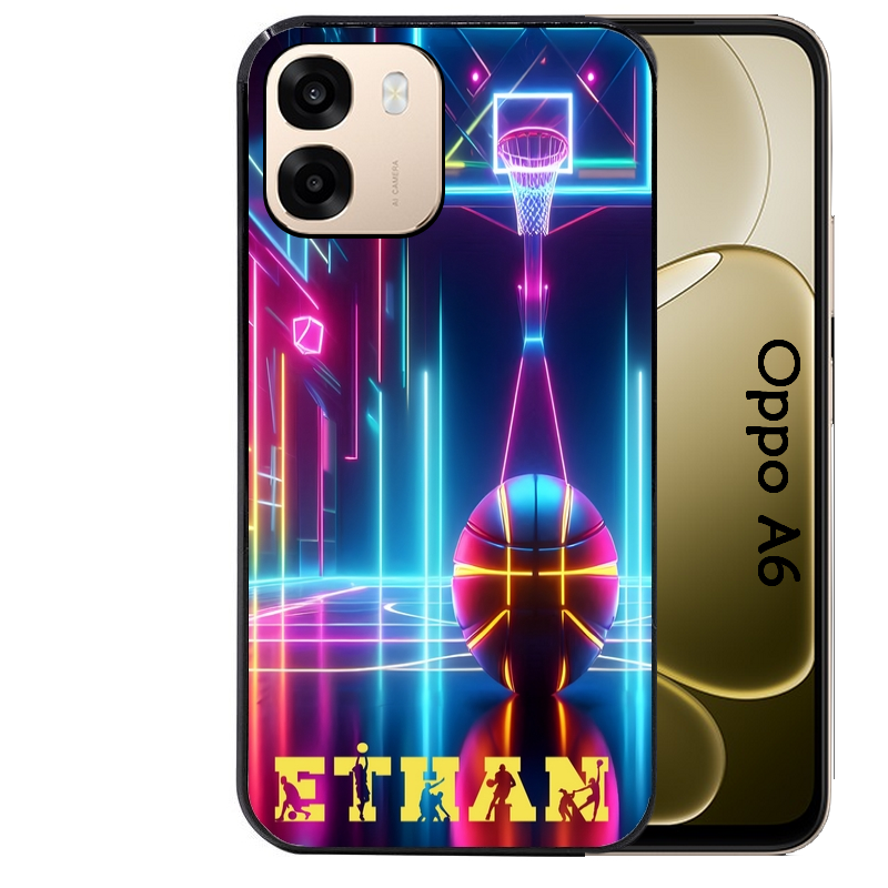 Coque noire taperso pour OPPO A6 A6X 4G et 5G avec motif basket electro personnalisee protection antichoc personnalisée