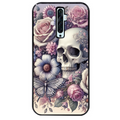 Coque noire taperso pour OPPO Reno 2 et 2Z avec motif tete de mort pastel protection antichoc personnalisée