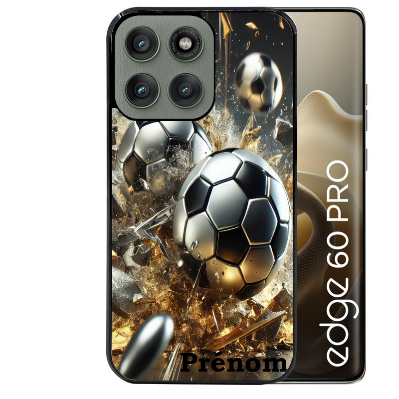 Coque noire taperso pour Moto Edge 60 et Neo Fusion Pro avec motif foot metal personnalisee protection antichoc personnalisée